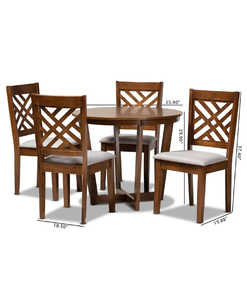 Alena Modern and Contemporary Fabric Upholstered 5 Piece Dining Set