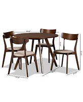 Rika Mid-Century Modern Transitional Fabric Upholstered 5 Piece Dining Set