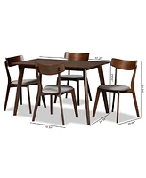 Nori Mid-Century Modern Transitional Fabric Upholstered 5 Piece Dining Set