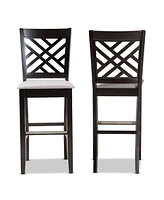 Jason Modern and Contemporary Fabric Upholstered 2 Piece Bar Stool Set