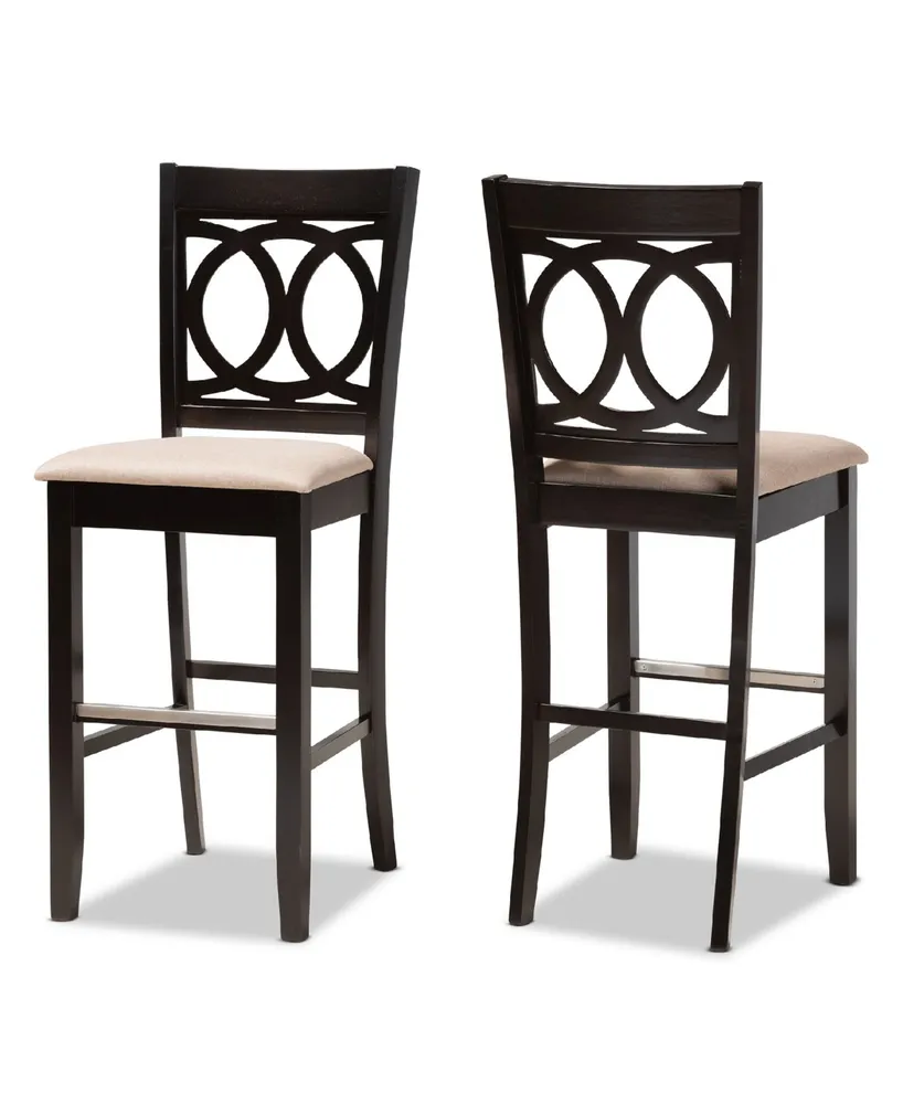 Carson Modern and Contemporary Fabric Upholstered 2 Piece Bar Stool Set