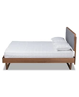 Natalia Mid-Century Modern Fabric Upholstered Queen Platform Bed