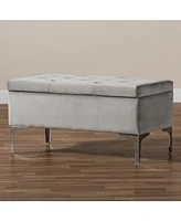 Mabel Modern and Contemporary Transitional Velvet Fabric Upholstered Storage Ottoman