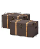 Stephen Modern and Contemporary Transitional Fabric Upholstered 2 Piece Storage Trunk Set
