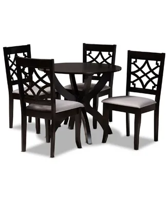 Sandra Modern and Contemporary Fabric Upholstered 5 Piece Dining Set