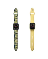 Men's and Women's Geometric Gold-Tone Metallic 2 Piece Silicone Band for Apple Watch 38mm