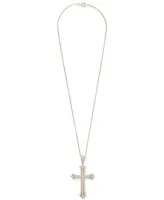 Men's Diamond Cross 22" Pendant Necklace (1/2 ct. t.w.) in 14k Gold-Plated Sterling Silver