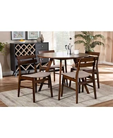 Eiko Mid-Century Modern Transitional Fabric Upholstered 5 Piece Dining Set