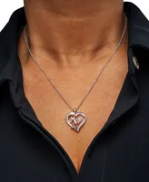 Diamond Accent Mom Heart 18" Pendant Necklace in Sterling Silver & 14k Rose Gold-Plate - Sterling Silver  Rose Gold