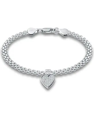 Giani Bernini Cubic Zirconia Heart Charm Bismark Chain Bracelet, Created for Macy's