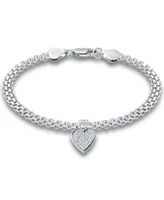 Giani Bernini Cubic Zirconia Heart Charm Bismark Chain Bracelet, Created for Macy's