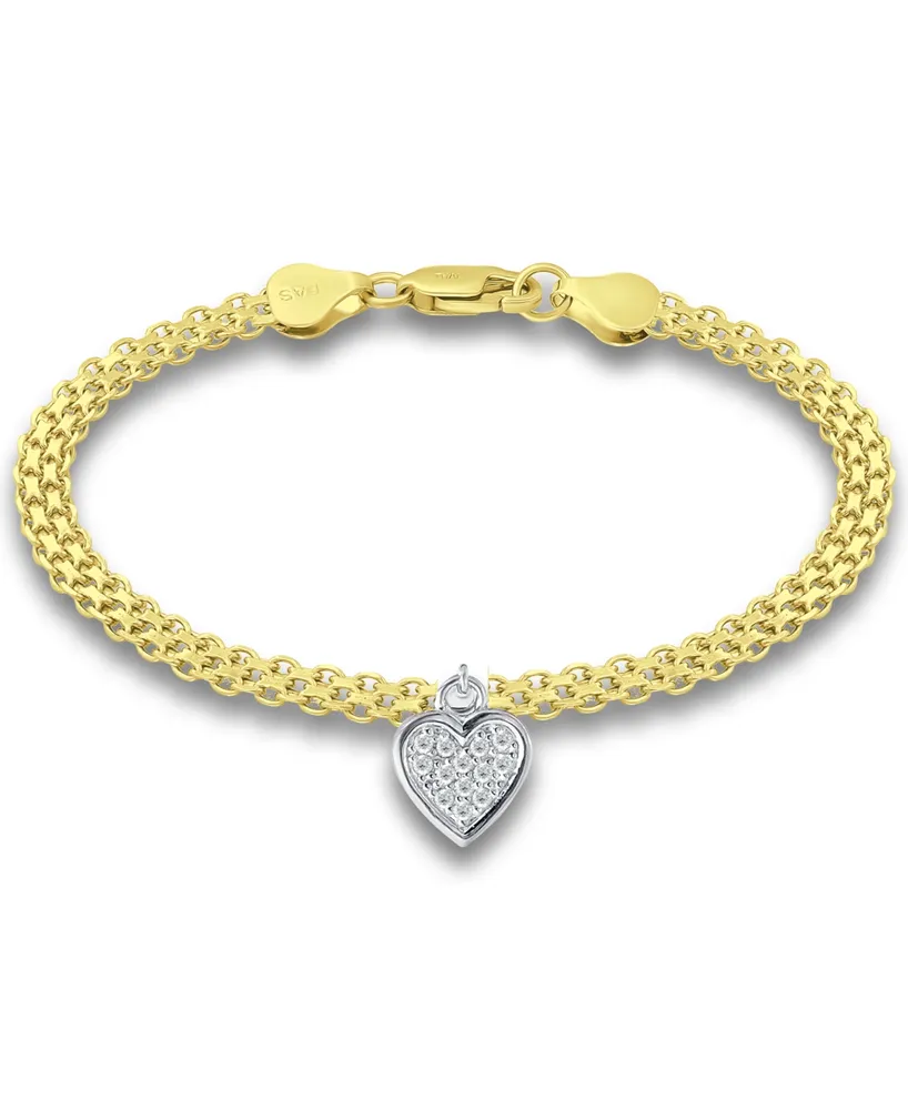 Giani Bernini Cubic Zirconia Heart Charm Bismark Chain Bracelet, Created for Macy's