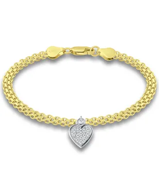 Giani Bernini Cubic Zirconia Heart Charm Bismark Chain Bracelet, Created for Macy's