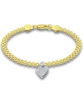 Giani Bernini Cubic Zirconia Heart Charm Bismark Chain Bracelet, Created for Macy's