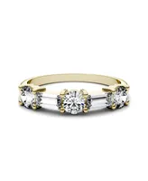 Moissanite Round and Baguette Stackable Ring 1-1/6 ct. tw. Diamond Equivalent 14k Gold