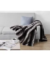 Christian Siriano Ny 60" x 70" Black Ombre Luxury Faux Fur Filled Throw with Gift Box