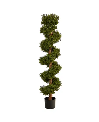 5' Boxwood Spiral Topiary Artificial Tree Indoor/Outdoor