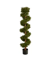 5' Boxwood Spiral Topiary Artificial Tree Indoor/Outdoor