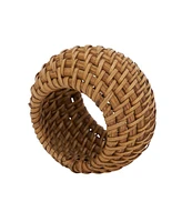 Saro Lifestyle Rattan Napkin Rings with Woven Design, Set of 4, 2.4" x