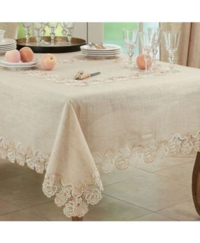 Saro Lifestyle Lace Tablecloth With Rose Border Design