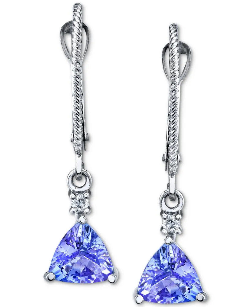 Tanzanite (1-3/4 ct. t.w.) & Diamond (1/20 ct. t.w.) Drop Earrings in 14k White Gold