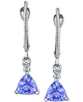 Tanzanite (1-3/4 ct. t.w.) & Diamond (1/20 ct. t.w.) Drop Earrings in 14k White Gold