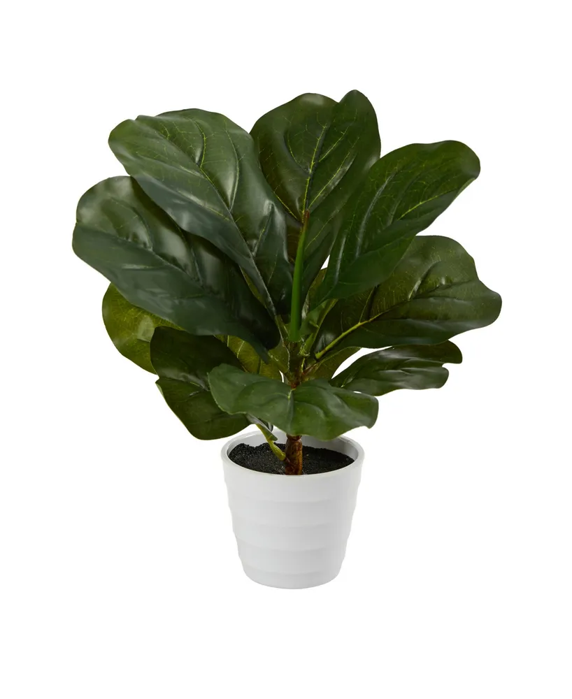 11" Fiddle Leaf Artificial Plant in Planter, Real Touch