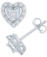 Diamond Heart Earrings (1/10 ct. t.w.) Sterling Silver or & 14k Rose Gold-Plate