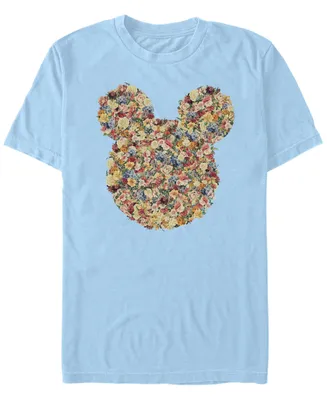 Fifth Sun Men's Floral Mickey Head Short Sleeve Crew T-shirt