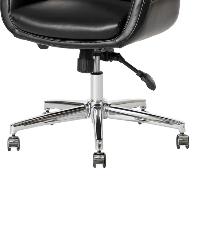 Mid Century Modern Bonded Leather Gaslift Adjustable Swivel Office Chair  Cream - Glitzhome