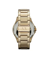 A|X Armani Exchange Men's Multi-function Gold Tone Stainless Steel Bracelet Watch 46mm