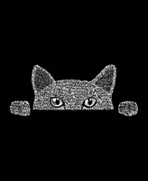 Women's Word Art Peeking Cat V-Neck T-Shirt