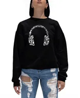 Women's Word Art Music Note Headphones Crewneck Sweatshirt