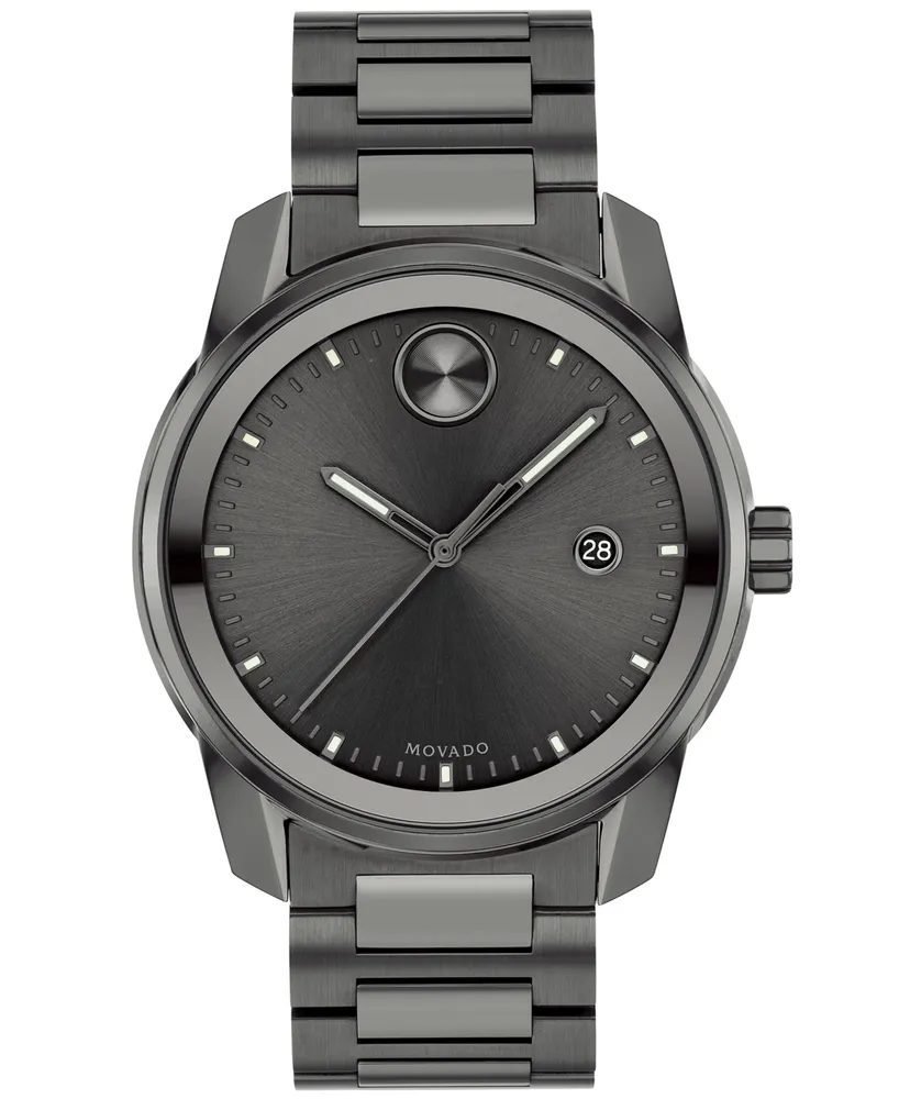 Movado Men's Swiss Bold Verso Gunmetal Ion-Plated Steel Bracelet Watch 42mm