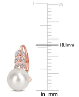 Cultured Freshwater Pearl (9mm) & Diamond (1/10 ct. t.w.) Leverback Drop Earrings in 10k Rose Gold