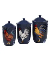 Indigo Rooster 3 Piece Canister Set