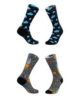 Men's and Women's Blue Blastoff Socks, Set of 2