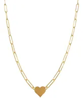 Heart Necklace with Paperclip Chain - Yellow Gold