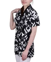 Ny Collection Petite Printed Adjustable Face-Covering Top