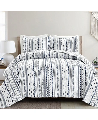 Lush Decor Hygge Stripe 3 Piece Quilt Set, King
