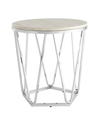 Lunia Faux Stone Round Side Table