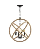 Soka 4-Light 20" Adjustable Globe, Rope Led Chandelier