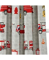 Lush Decor Kids Fire Truck Window Curtain Panels Set, 84" x 52"