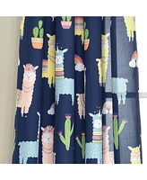 Lush Decor Southwest Llama Cactus Window Curtain Panels Set for Kids, 84" x 52"