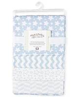 Baby Boys Stars Waves Flannel Receiving Blankets, Pack of 4