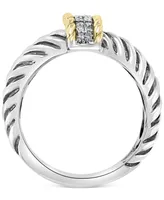 Effy Diamond Triple Row Statement Ring (1/6 ct. t.w.) in Sterling Silver & 18k Gold