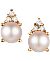 Cultured Freshwater Pearl (4-1/2mm) & Diamond Accent Stud Earrings