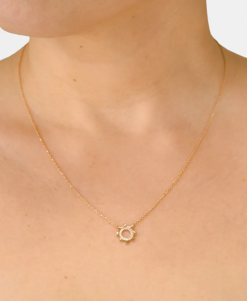 Jac+Jo by Anzie Diamond Cog Pendant Necklace (1/10 ct. t.w.) in 14k Gold, 16" + 1" extender