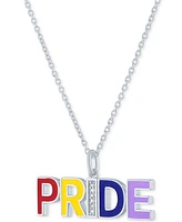 Diamond Accent Pride Pendant Necklace in Sterling Silver, 16" + 4" extender