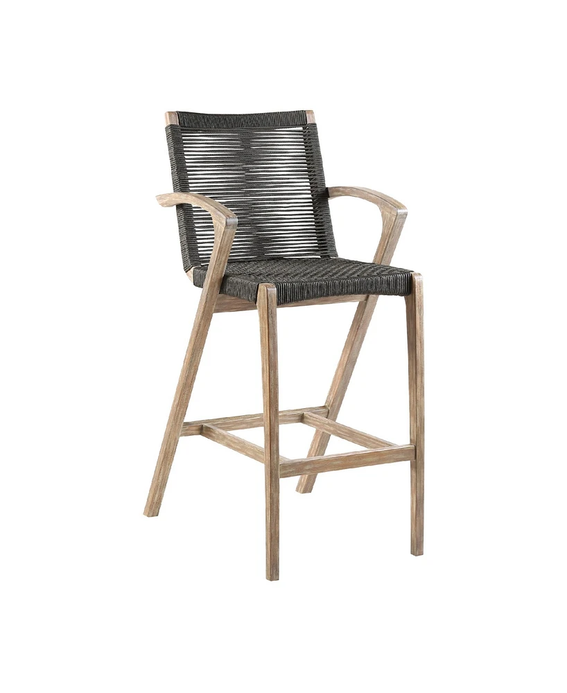 Brielle Outdoor Eucalyptus Wood and Rope Counter Bar Height Stool